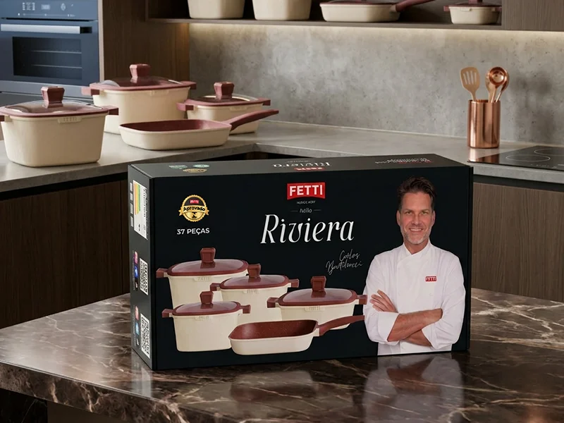 Embalagem da linha Fetti Riviera na cozinha